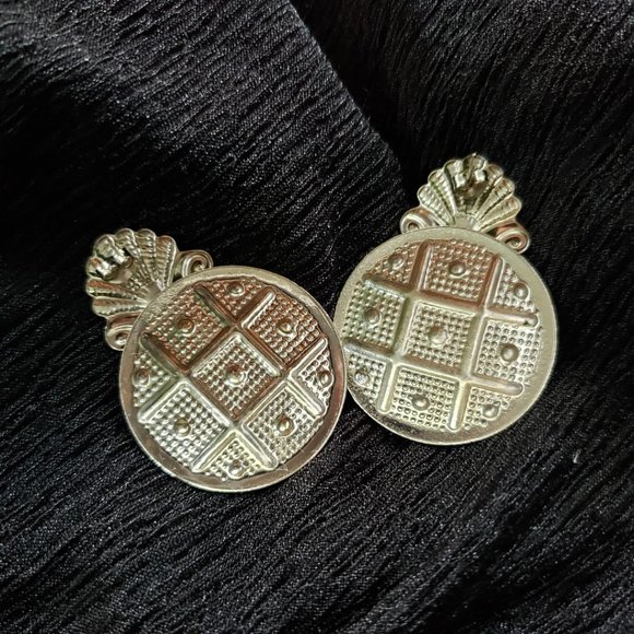 VTG Large Silver Tone Statement Earrings - Picture 3 of 8